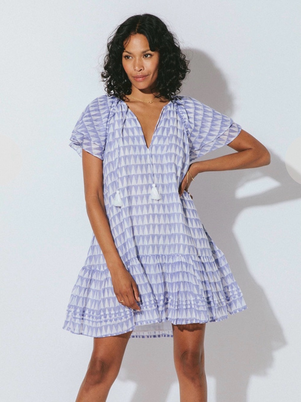 Cleobella April Mini Dress in Blue Triangle Print Size XS